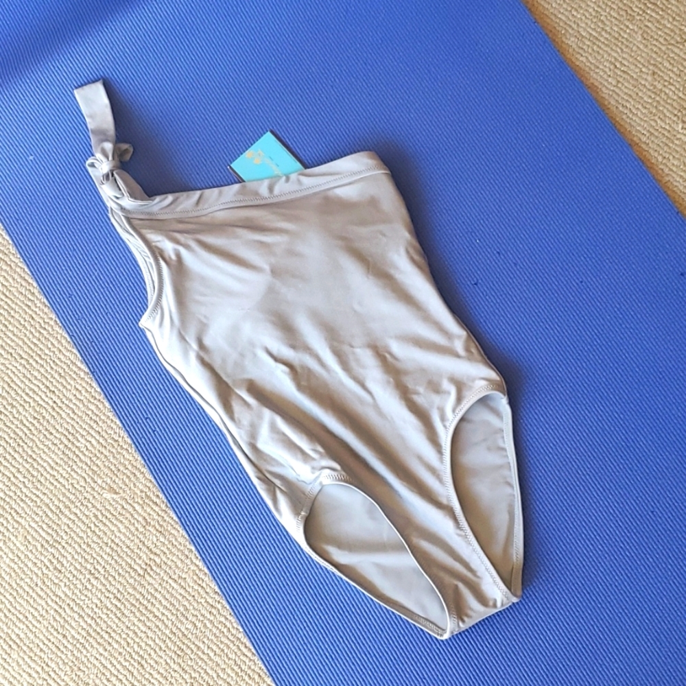 Silver one shoulder one piece letart swimsuit